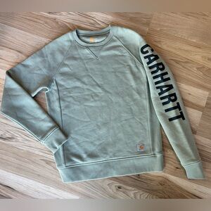 Carhartt XS Women's Relaxed Fit Midweight Crewneck Block Logo Sleeve Sweatshirt